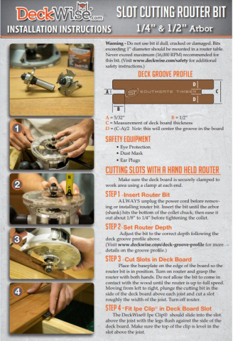 Deckwise Slot Cutting Router Bit 1/2