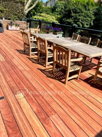 Jatoba 21 x 145mm Smooth 2 sides - Grooved for hidden fix - 1st Grade