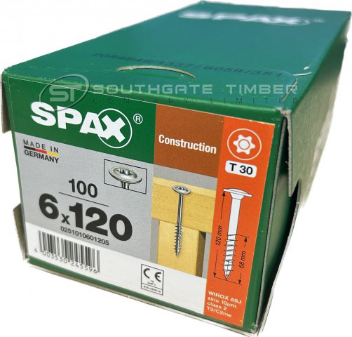 Spax WIROX 6.0 x 120mm x 100 box construction screw