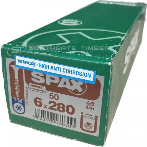 Spax WIROX 6.0 x 280mm x 50 box construction screw