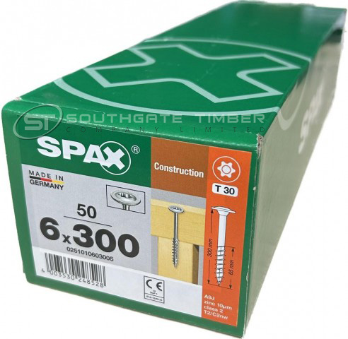 Spax WIROX 6.0 x 300mm x 50 construction screw