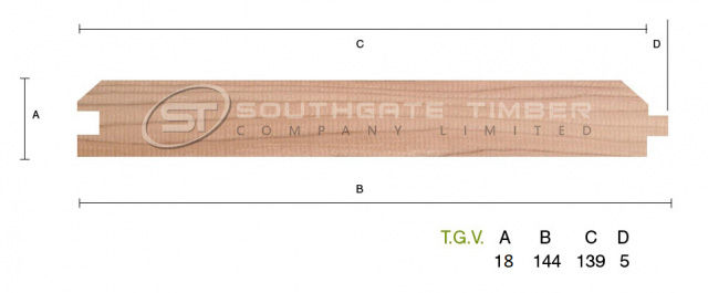 Western Red Cedar 18 x 144mm T.G.V. ST1 