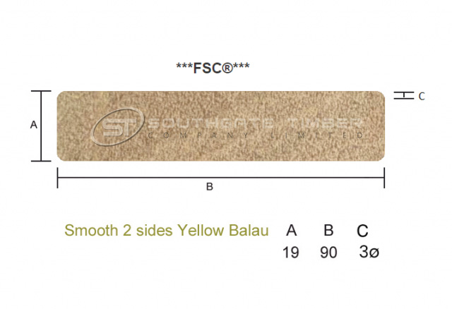 Yellow Balau 19 x 90mm Smooth 2 sides ***FSC***