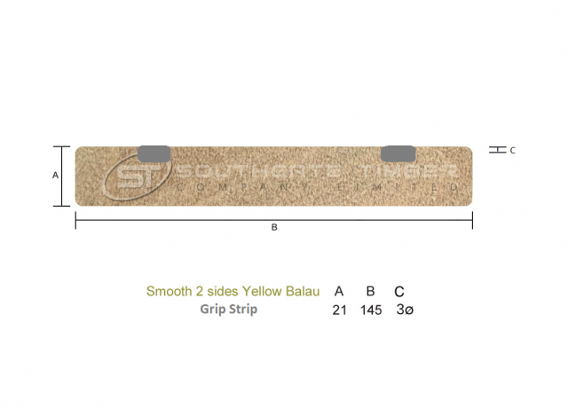 Yellow Balau 21 x 145mm Smooth 2 sides Grip Strip