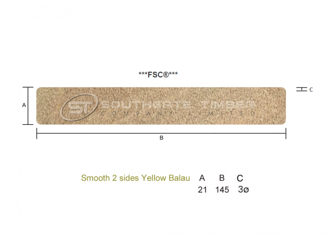 Yellow Balau 21 x 145mm Smooth 2 sides ***FSC***
