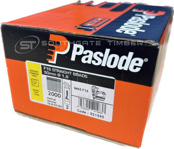 Paslode Stainless Steel 50mm x 1.6mm Brad Straight