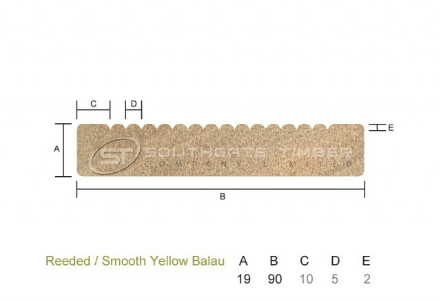 Yellow Balau 19 x 90mm Reeded/Smooth