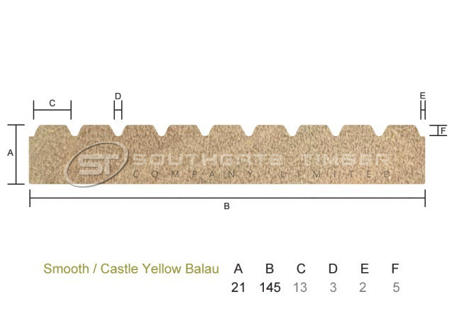 Yellow Balau 21 x 145mm Smooth/Castle